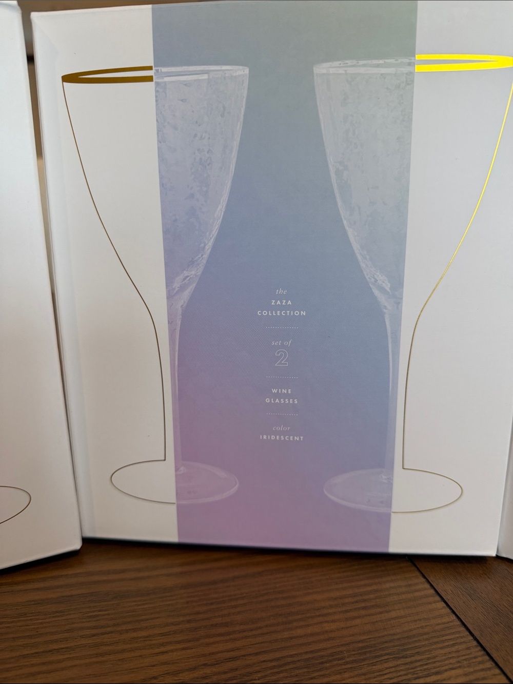 NEW! Anthropologie Zaza Collection Wine Glasses in Honey Luster Set of 2 - Picture 2 of 4